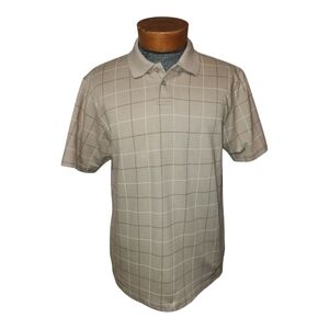 Tan Van Heusen Windowpane Check Polo